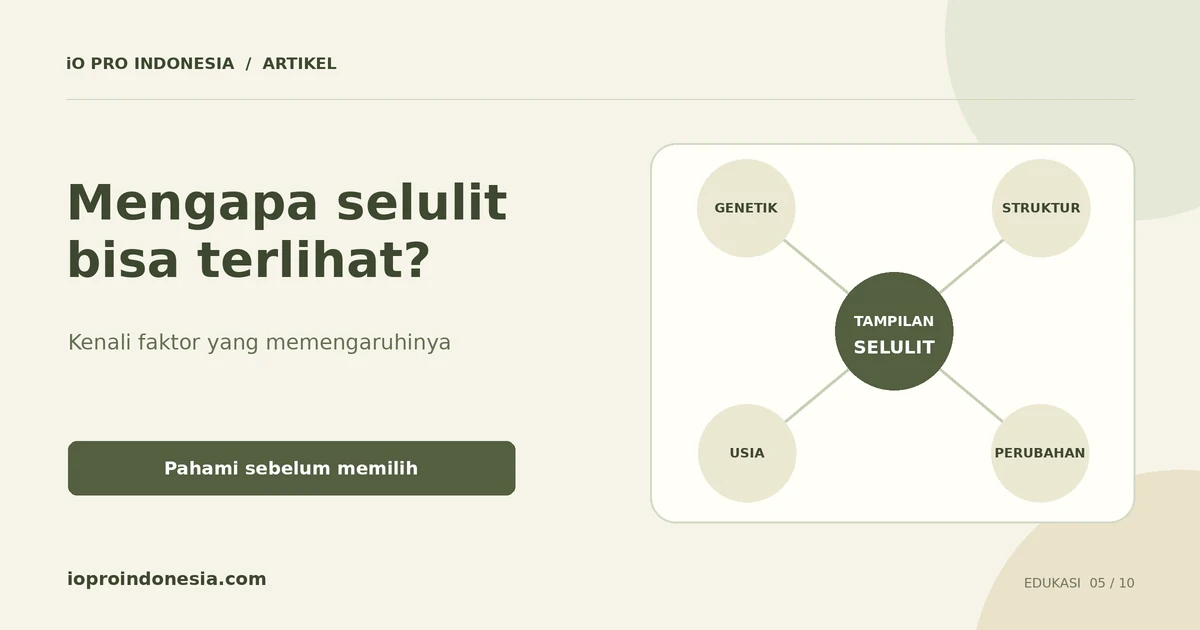 Peta faktor tampilan selulit yang menampilkan struktur jaringan, genetik, usia, dan perubahan tubuh.